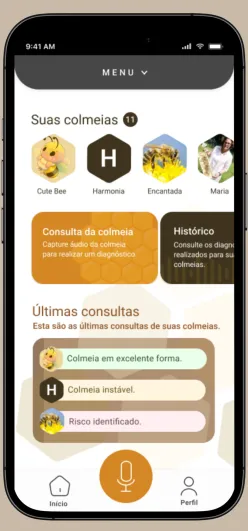 Página inicial do app